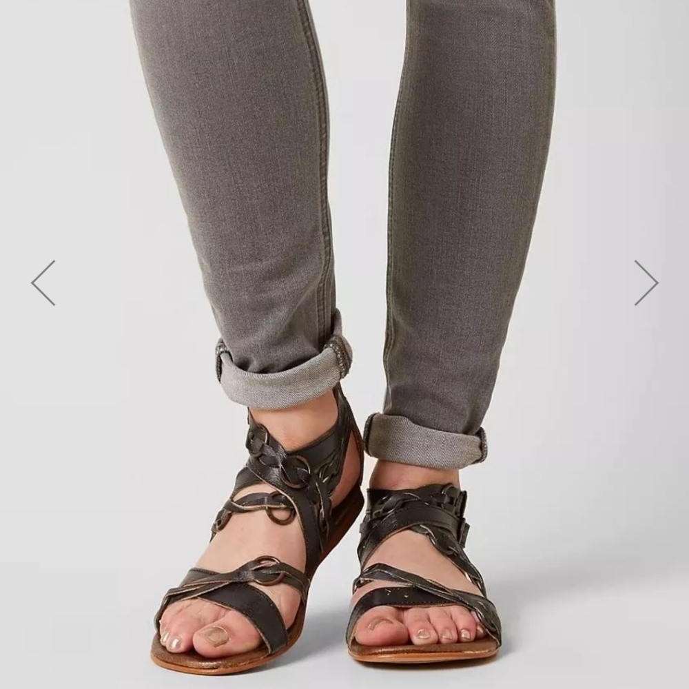 Roan By BedStu Gretch Brown Distressed Leather Gladiator Sandals Women’s size 10